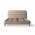 Letto matrimoniale in tessuto beige con rete a doghe 200 x 160 x 30cm