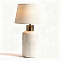 Lampada da tavolo in ceramica bianca con paralume beige 15 x 15 x 30cm
