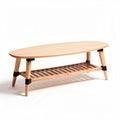 Tavolino da caffè in legno di bambù con ripiano in legno 120 x 60 x 40cm