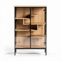 Armadio in legno con struttura in metallo nero e ante in vetro trasparente 80 x 40 x 120cm