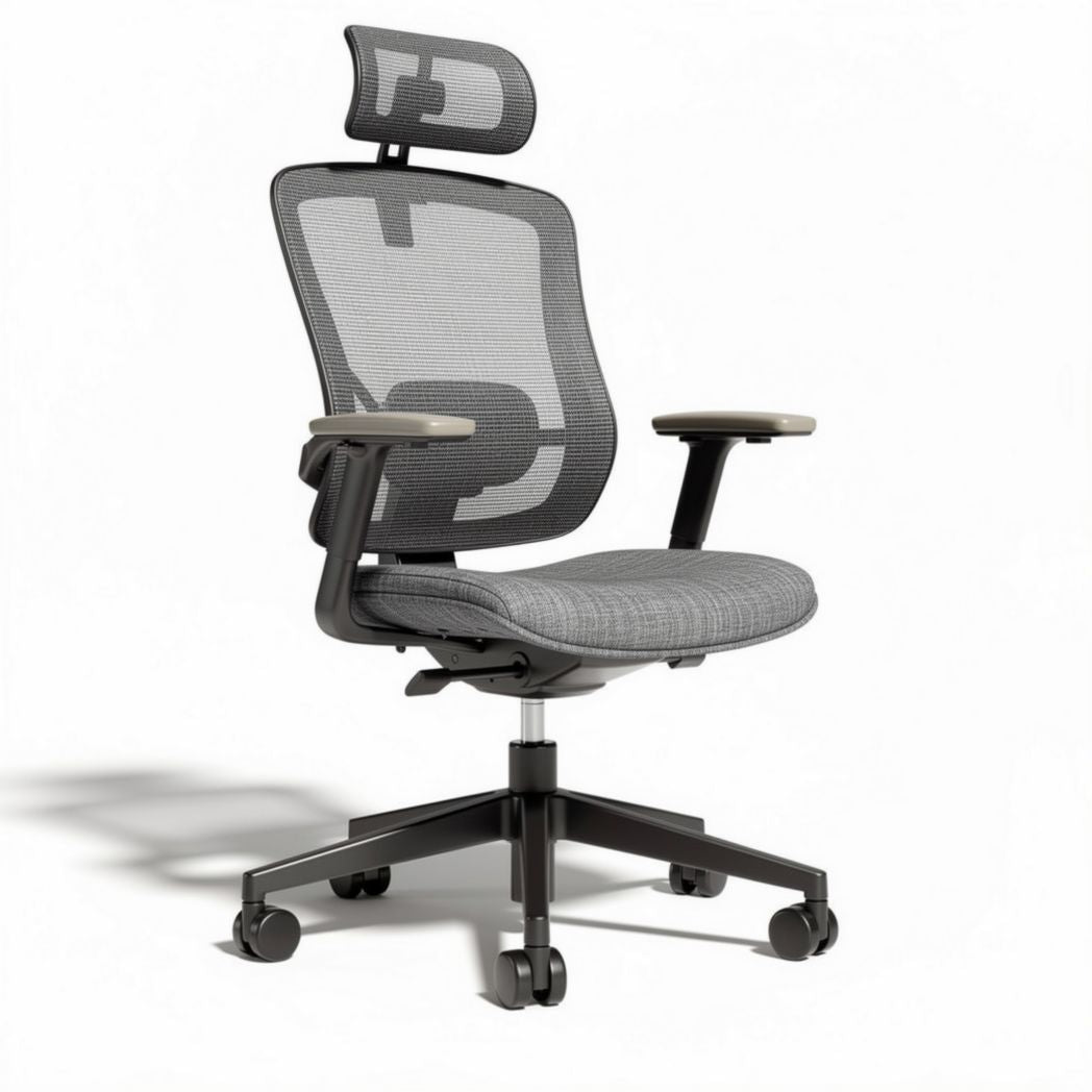 Sedia da ufficio ergonomica in rete grigia con supporto lombare e braccioli mobili 60 x 60 x 120cm