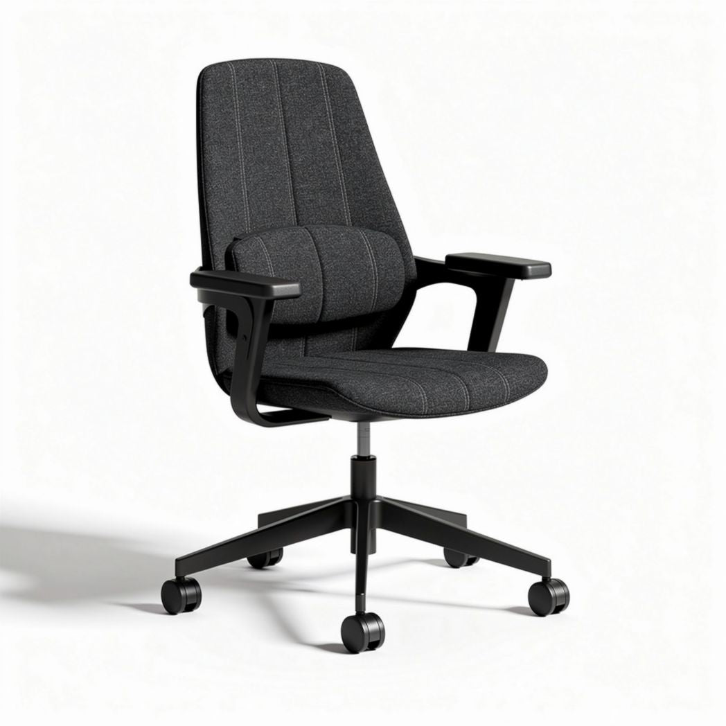 Sedia da ufficio girevole con braccioli in tessuto grigio 60 x 60 x 100cm