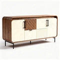 Madia in legno di noce e melamina bianca design moderno 150 x 40 x 75cm