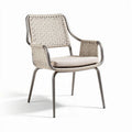Sedia da giardino in alluminio con intreccio in resina e cuscino beige 51 x 56 x 85cm