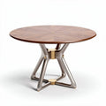 Tavolo rotondo in legno di noce con base in metallo 70 x 70 x 75cm