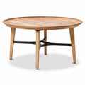 Tavolino rotondo in legno di frassino con struttura in metallo 80 x 80 x 40cm