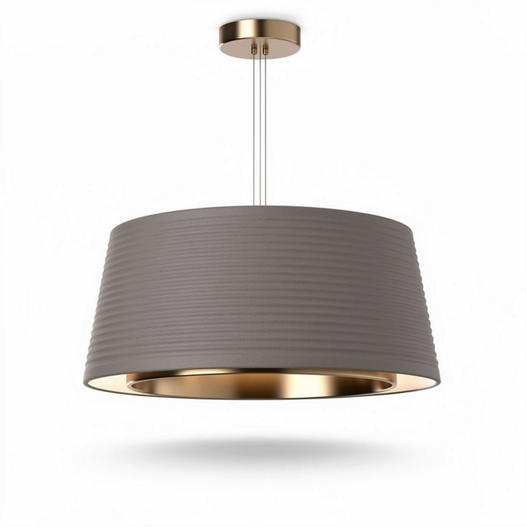 Lampada sospesa in alluminio grigio con dettaglio oro 30 x 30 x 20cm