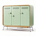 Mobiletto verde mint con struttura in legno e piedi metallici 90 x 40 x 75cm