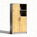 Armadio in legno e metallo con ante a battente e ripiani interni 180 x 80 x 40cm