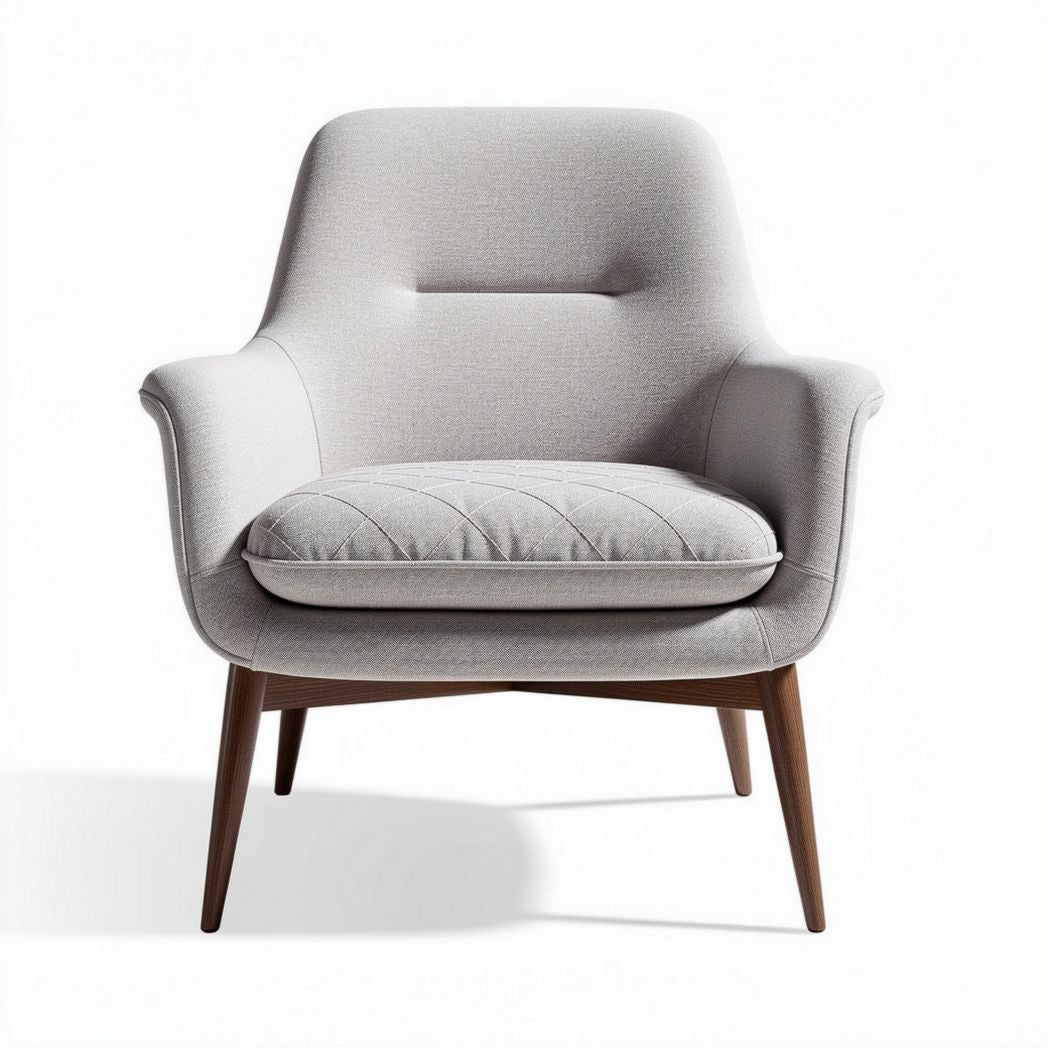 Poltrona in tessuto grigio con cuscino estraibile e base in legno 70 x 80 x 80cm