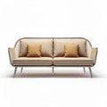 Divano da esterno in metallo con cuscini sfoderabili 180 x 80 x 75cm colore beige
